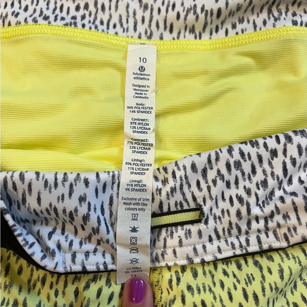 Lululemon Athletica Yellow and Black Athletic Shorts